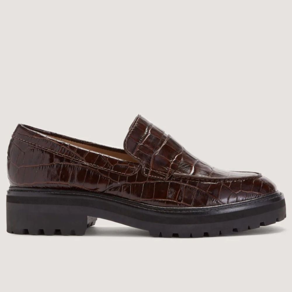 Never Worn Everlane Brown Crocodile Lug Loafers - Size 10